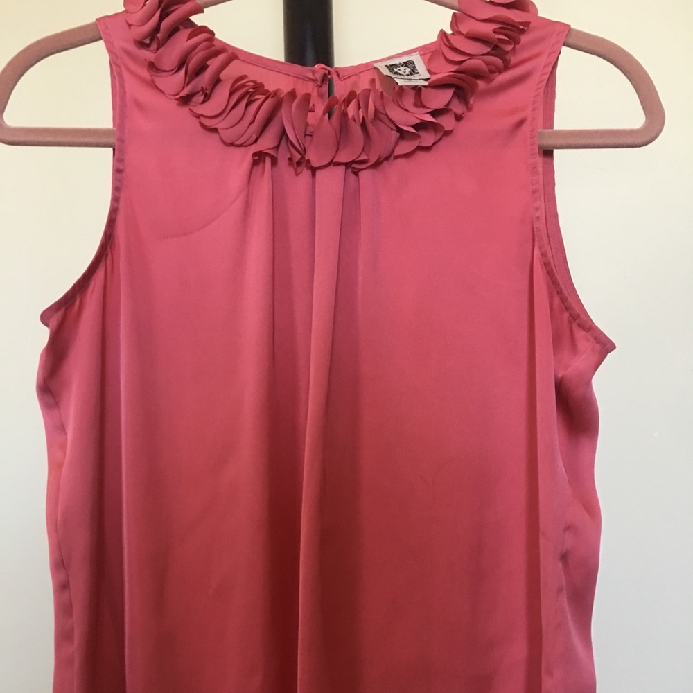 Nice coral colored sleeveless silk blouse